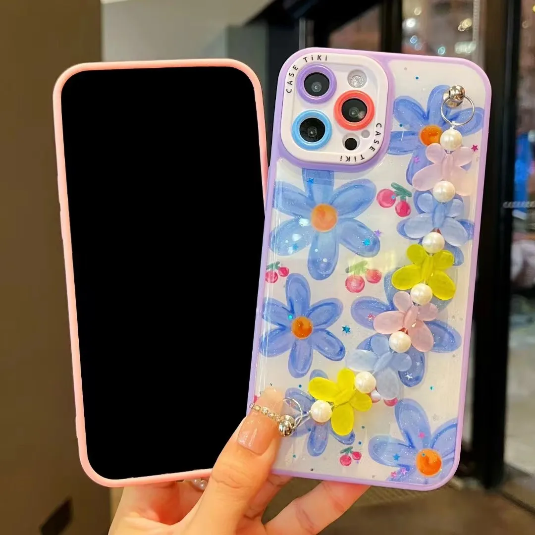 custom shockproof cell phone case manufacturer 3d printing bling glitter powder glue drop mobile phone case for iPhone14