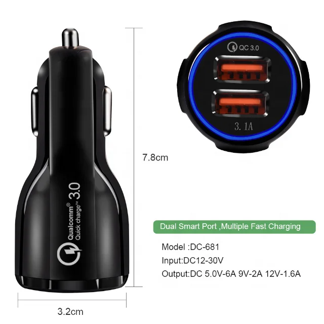 USB Car Charger Quick Charge 3.0 For Samsung S8 S9 For Xiaomi Fast Car Mobile Phone Charger
