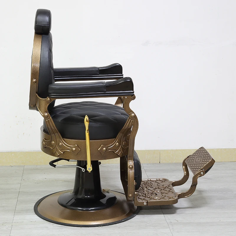 Luxury classics style beauty hair salon hairdressing chair heavy duty black and gold barber chairs