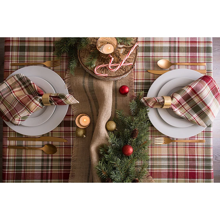 Fall 100% Cotton Plaid Tablecloth Collection Washable Jacquard Christmas Tablecloths for Rectangle Tables 60 x 120