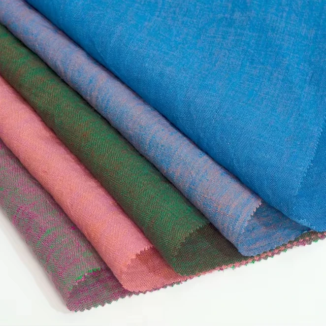 #3916 High quality wholesale fabric 140GSM 100% linen woven dyed stonewashed linen fabric roll for clothes breathable fabric