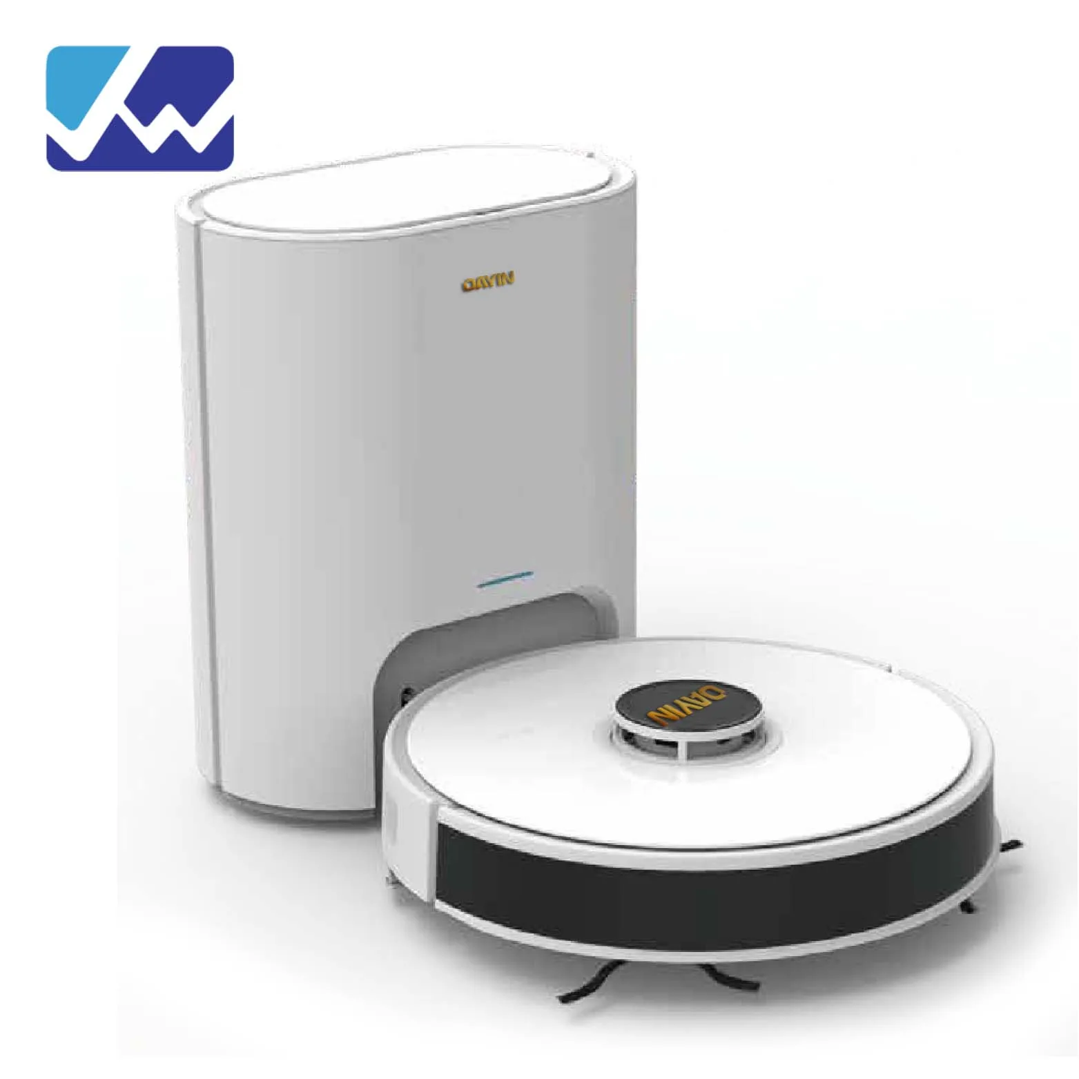 Self emptying dustbin vacuum mop robot with self empty