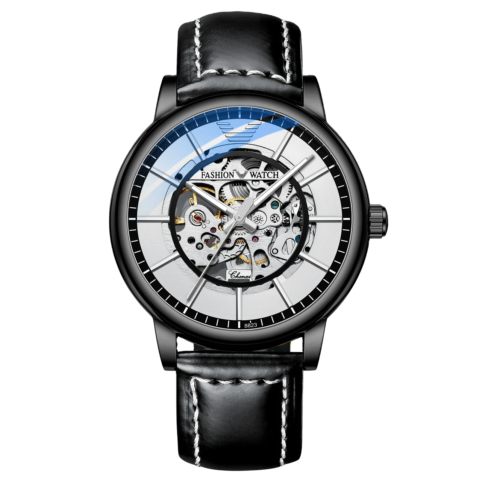 CHENXI New design with multifunctional transparent hollow core and long kinetic energy reserve mechanical men watch