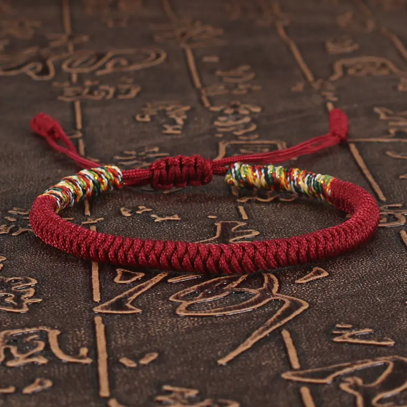 NJC Fashion Charm Lucky Men Tibetan Buddhist Adjustable Handmade Knots Red Rope Bracelets For Women Jewelry