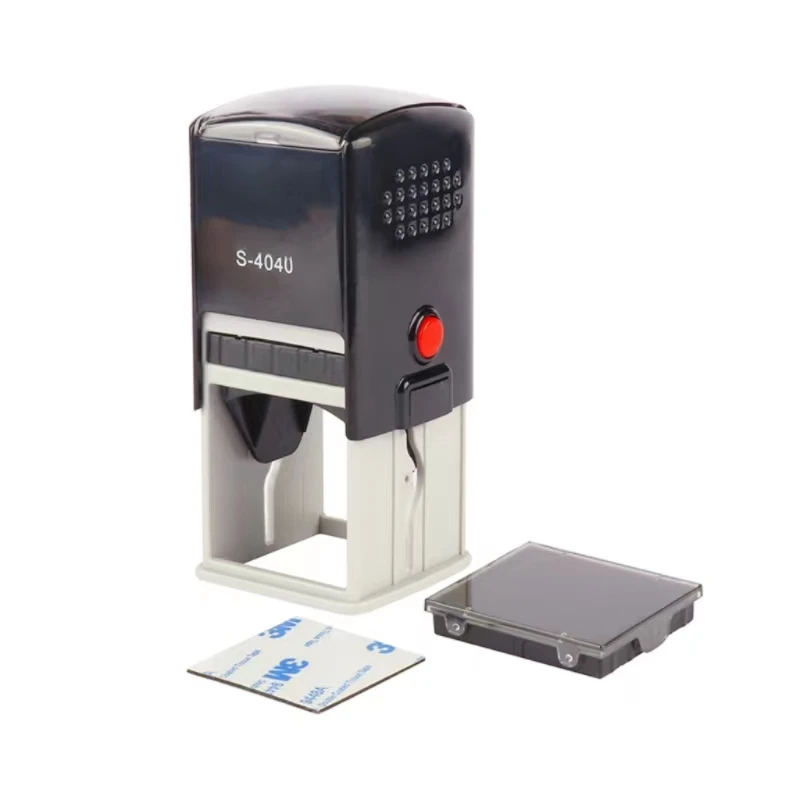 Square 40*40mm size office use laser text pre inked self inking rubber stamp.