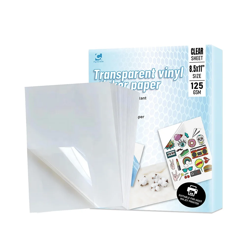 Fashionable Crystal Code Transparent Roll Laser Pet Waterproof Label Clear Self Adhesive Inkjet Vinyl Paper Sticker Sheet