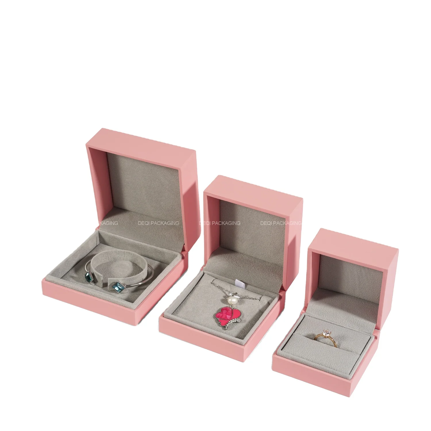 Cute pink jewelry gift magnetic velvet box for custom logo luxury small ring necklace bracelet earrings jewellery set packaging