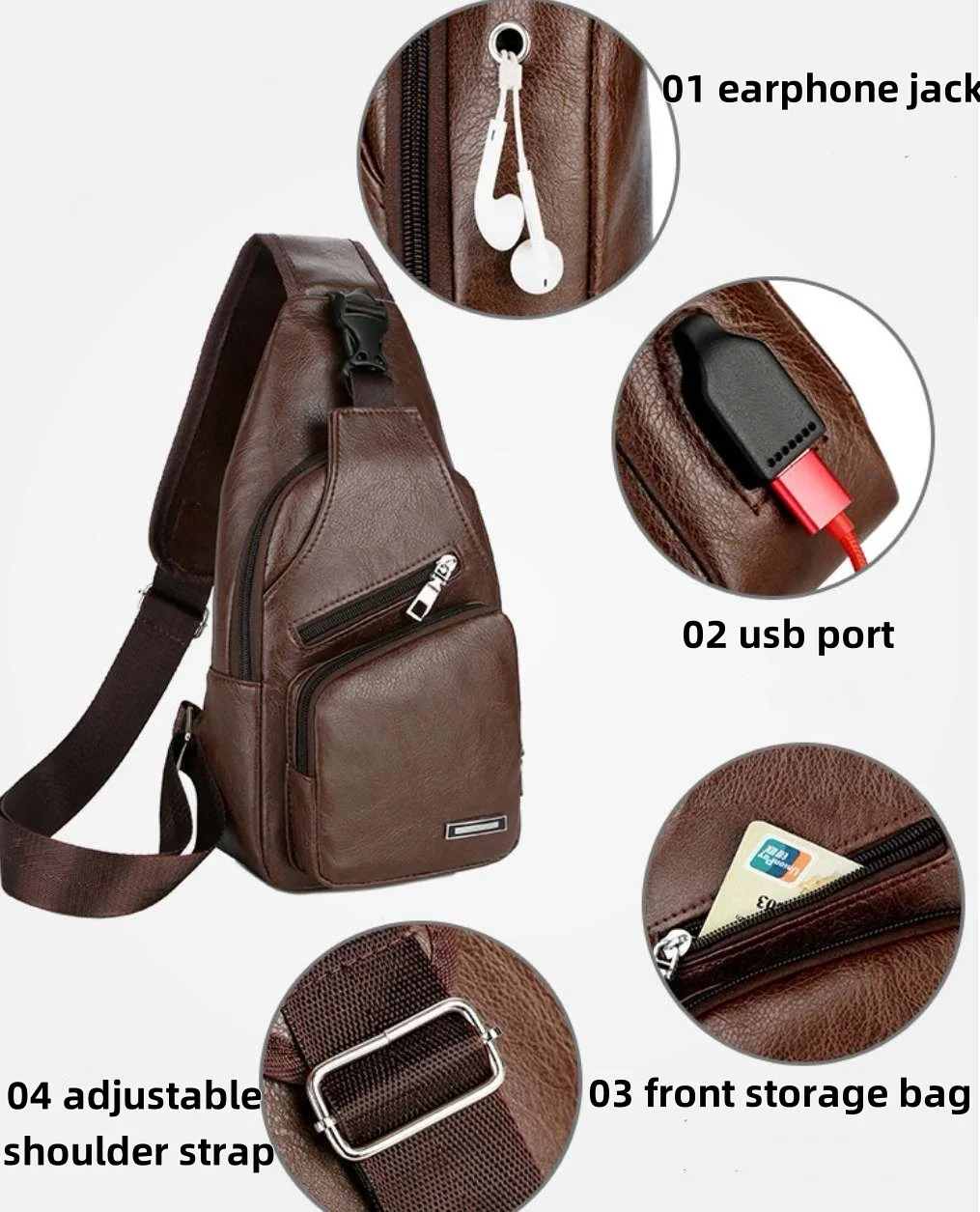 Wholesale Waterproof Anti Theft Chest Bag Usb Single Shoulder Crossbody Bag Sling Bags For Men with Usb Charger