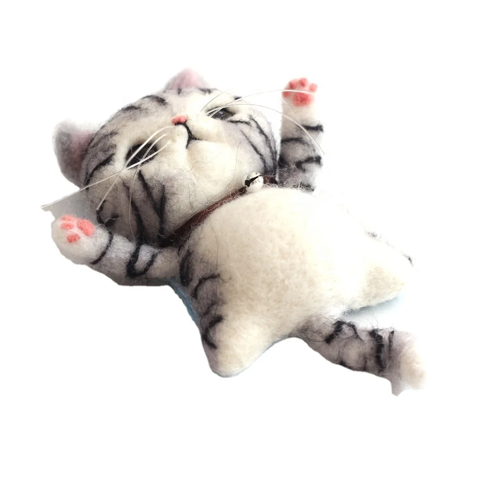 Набор для самостоятельного изготовления брошей, игла для валяния, точечный набор для шитья, американский короткий шерстяной 3d-кот, мультяшный шерстяной валяный животный, игла для фетра, животного