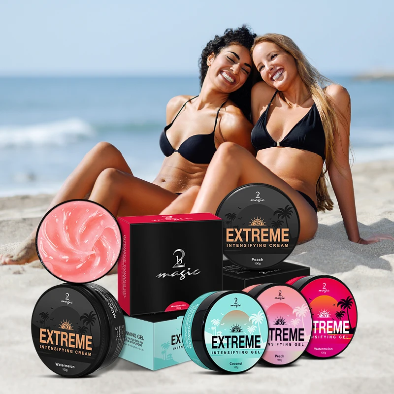 Private label sunbed tan accelerator 100ml sunscreen & tanning lotion extreme intensive self tanning gel