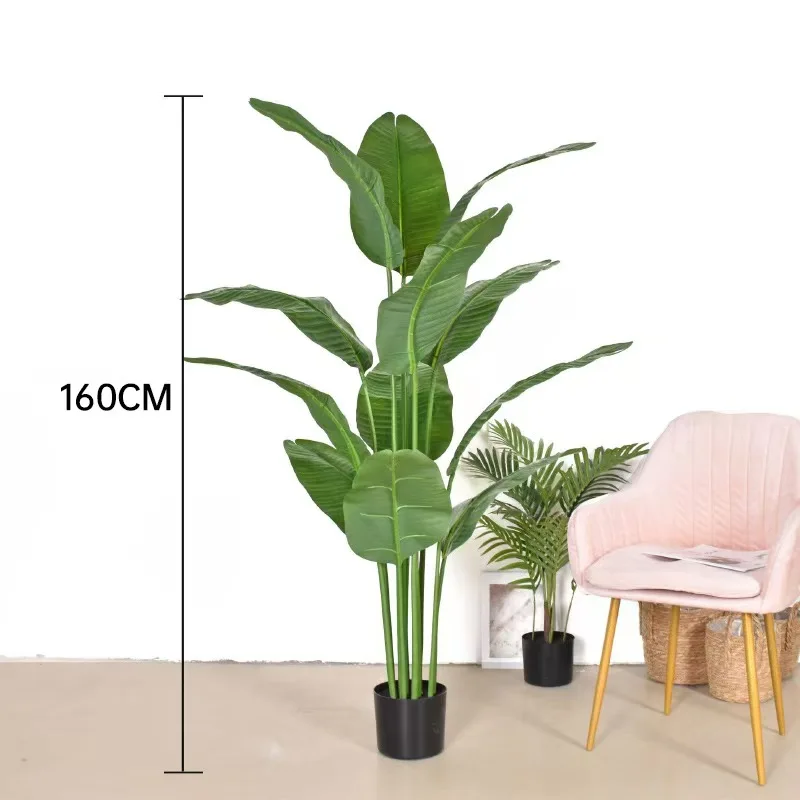 Nordic Artificial Bonsai Tree Modern Simulation Green Grass Palm Plastic Bird Paradise Free Interior Decoration Potted Room