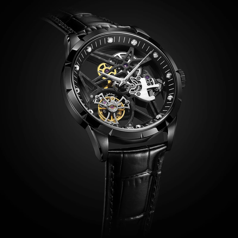 JINLERY factory direct sale hollow tourbillon customizable LOGO waterproof tourbillon mechanical watch for men