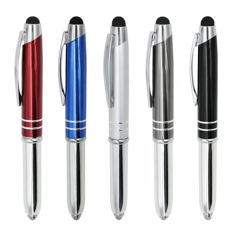 Metal fancy 3 in 1 gift stylus luxury pens with custom logo promotion pen pen with light led