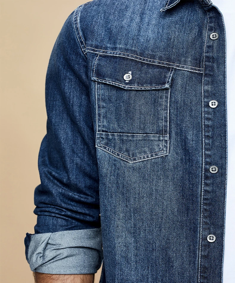 Wholesale cowboy long sleeve denim shirt casual shirt men