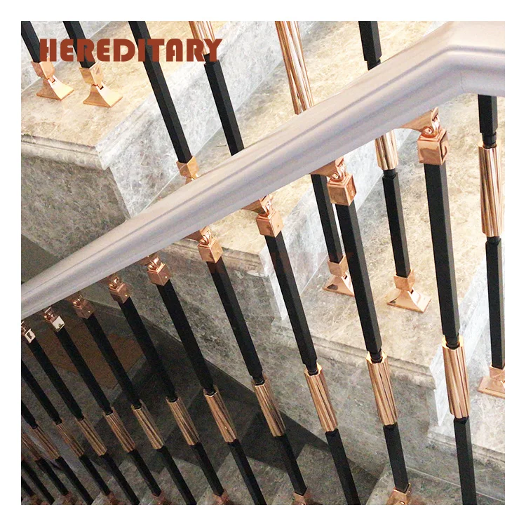 Современный стиль простая черная общая колонна перила для виллы лестницы