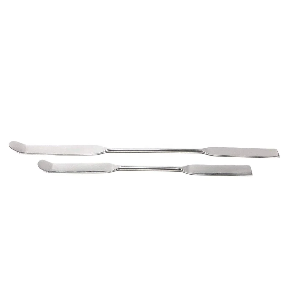 Scientific Stainless Steel Double Ended Micro Lab Spatula Sampler, Square & Round Angled End - Hatchway