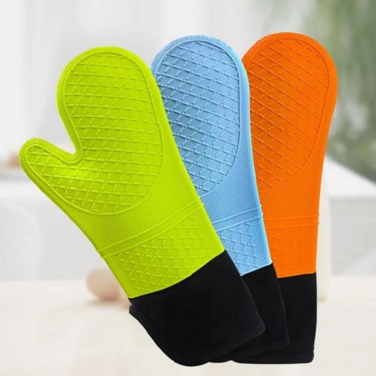 Long Double Liner Heat Resistant Gloves Silicone Bbq Kitchen Oven