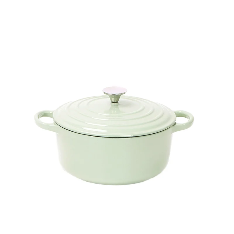 New 6 Cast Iron Enamel Pots Light Green High Color Cooking Pots and Heating Pots