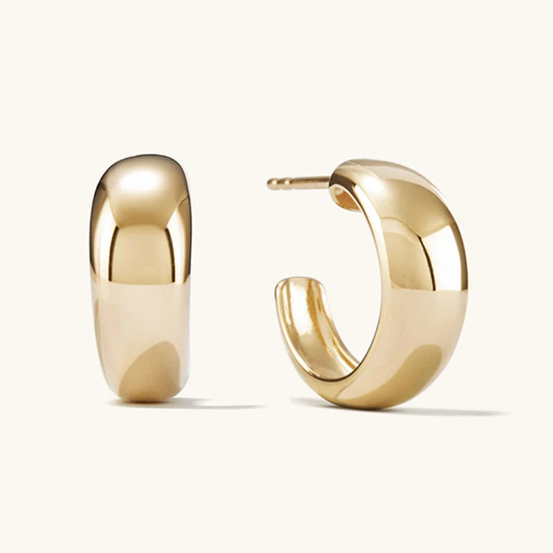 Wholesale Fashion Fine Earrings Jewelry Women Minimalist 925 Sterling Silver Stud Earring Dome Hoop Huggie Earrings For Girls