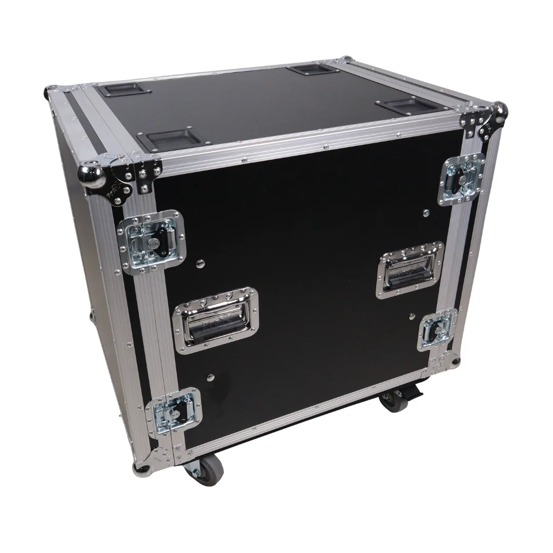 Factory Wholesale Custom Size 12U Large Space Shockproof Waterproof Amp Rack 24 Inch Depth ATA Flight Case Wheels Tool Cases