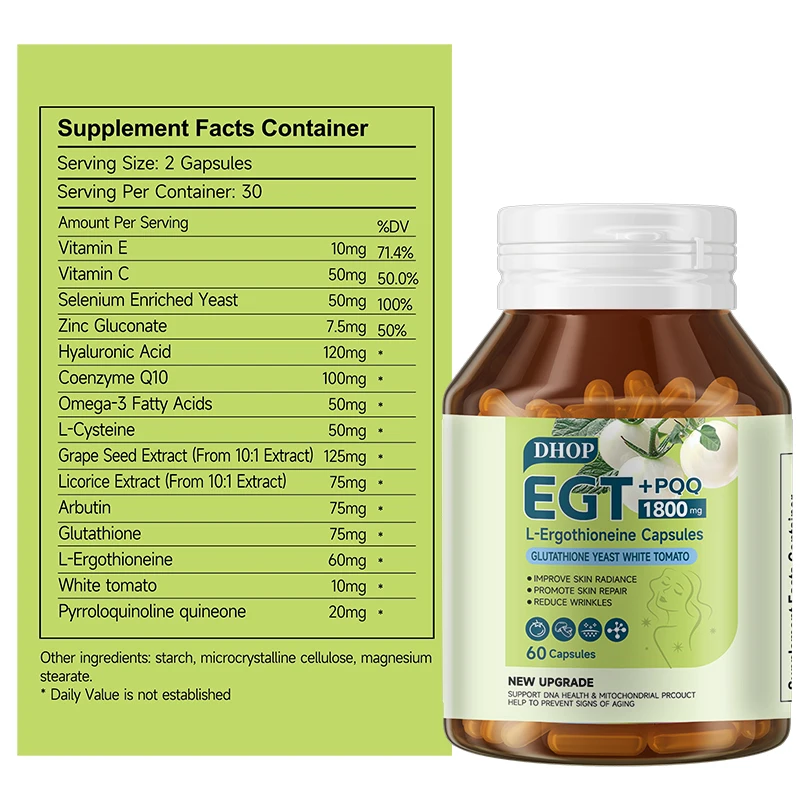 DHOP PQQ L-Ergothioneine capsule Energy Cognition Brain Nootropic Ergothioneine Capsules Vitamins Genre