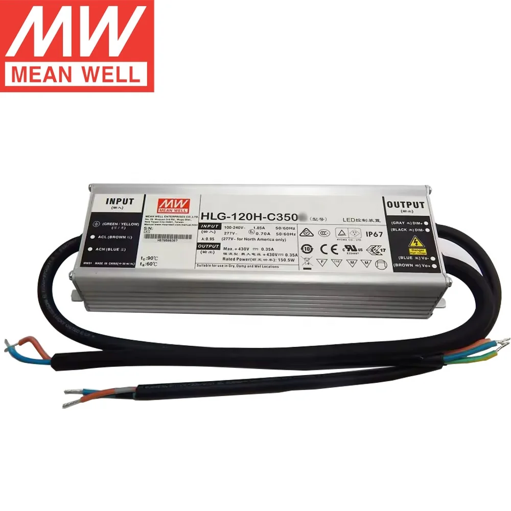 Meanwell HLG 120H 350A 150W с постоянным током светодиодный драйвер IP65 Водонепроницаемый источник питания HLG-120H-C350A означать хорошо