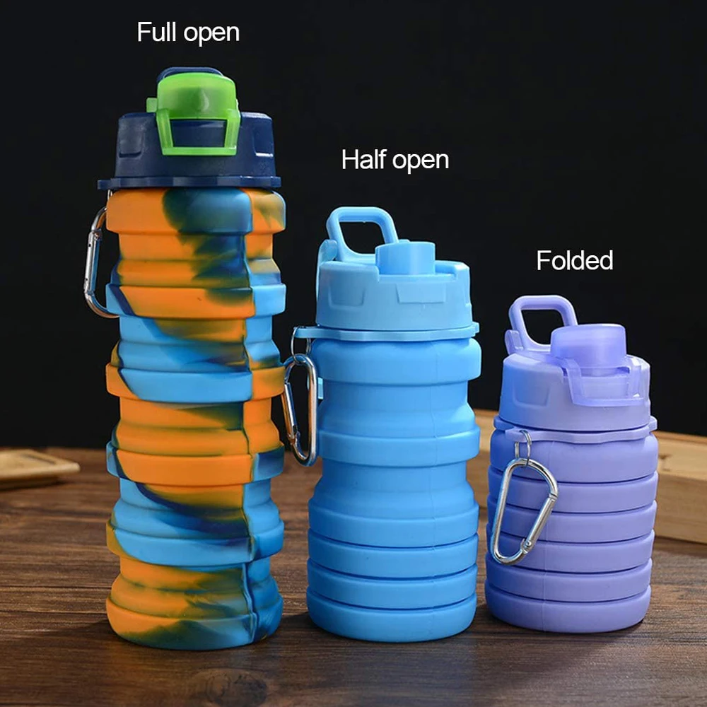 Custom Foldable Water Bottle Sport Kid Collapsible Silicone Water Bottle Online