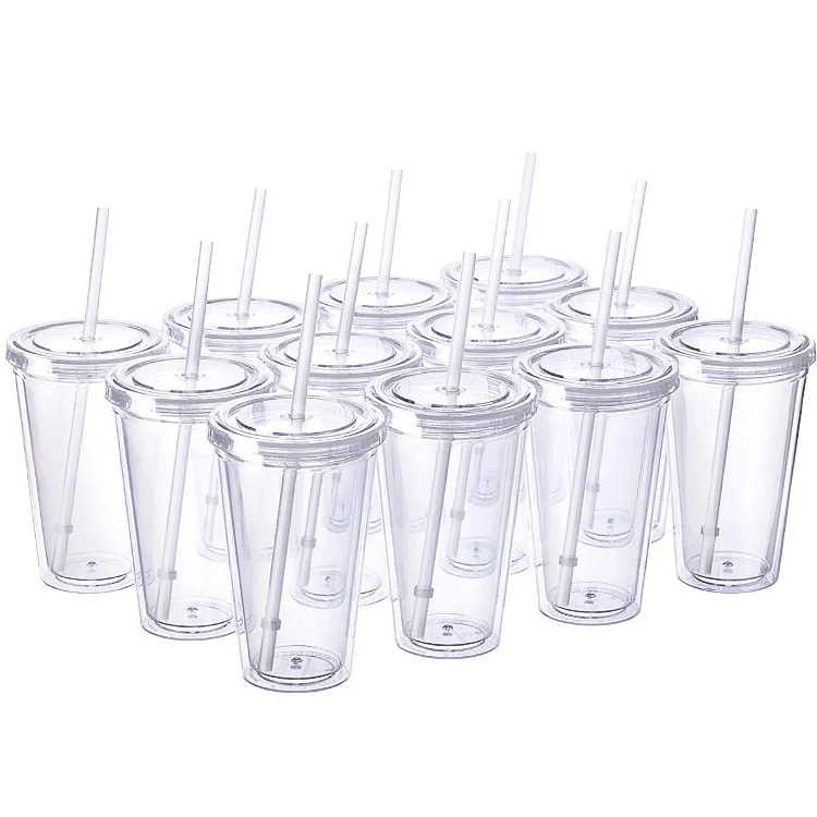 16 oz skinny acrylic tumbler double wall tumbler cup wholesale tumbler cup with lid and straw
