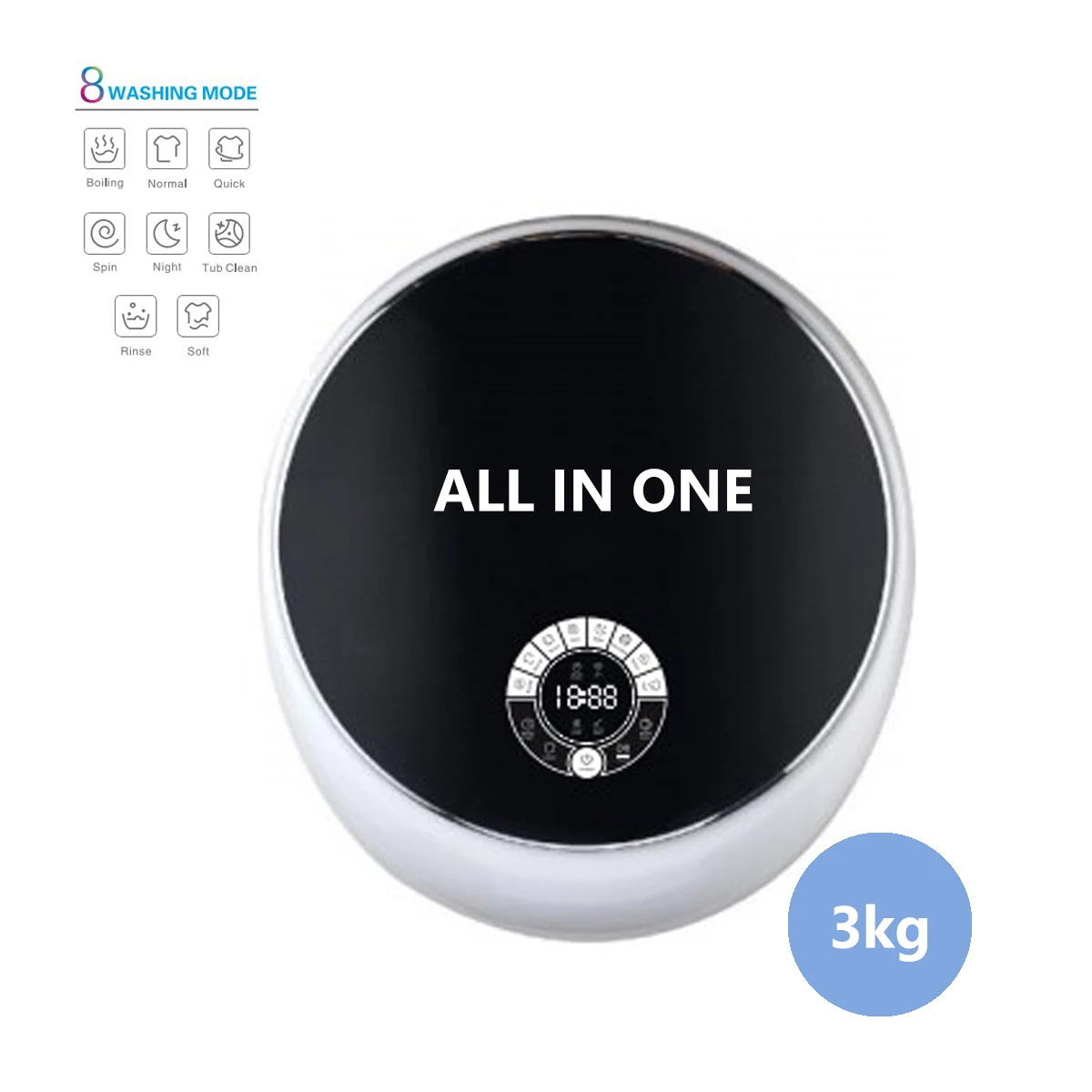 Portable wall mounted condenser tumble dryer 3kg mini dryer with child lock dual temperature sensor function 760W