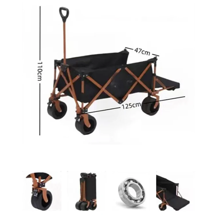 Outdoor Camping Leisure Sport Collapsible Foldable Utility Camping Wagon Garden Use Beach Leisure Trolley Tool Car