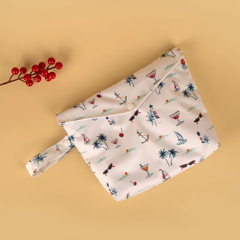 Three dimensional storage bag Open top printed waterproof bag with handle leak proof wet diaper bag