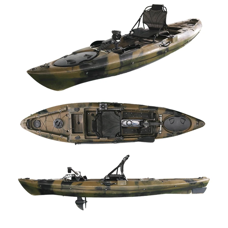 Professional Single Seat Angler Pedal Kayak, LLDPE Plastic Sit On Top Fishing Kayak Canoe Rowing Boats
