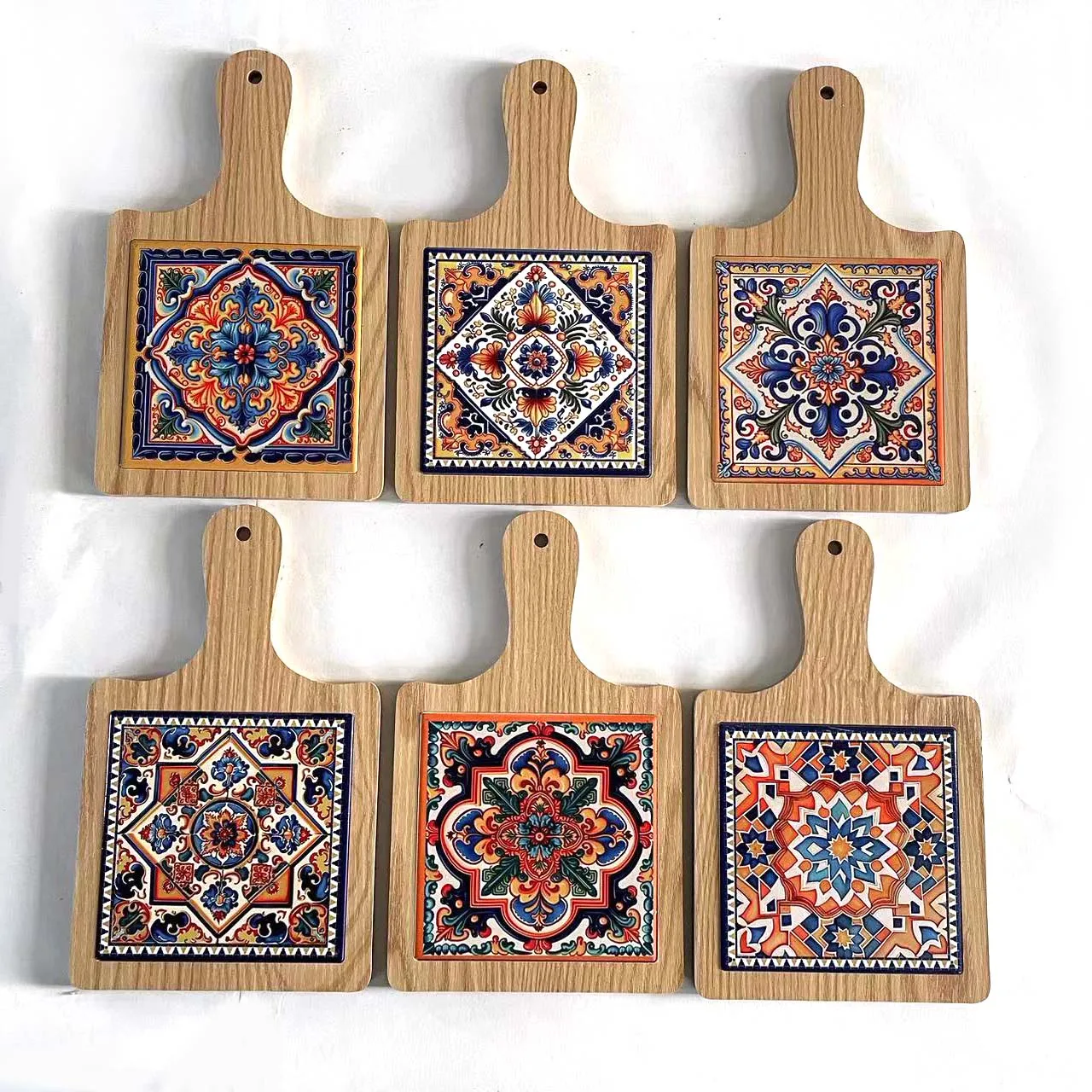 Mini Square Acacia Wood Serving Tapas Cheese Board With Handle Hole Customizable Logo For Home Kitchen Use Boxed