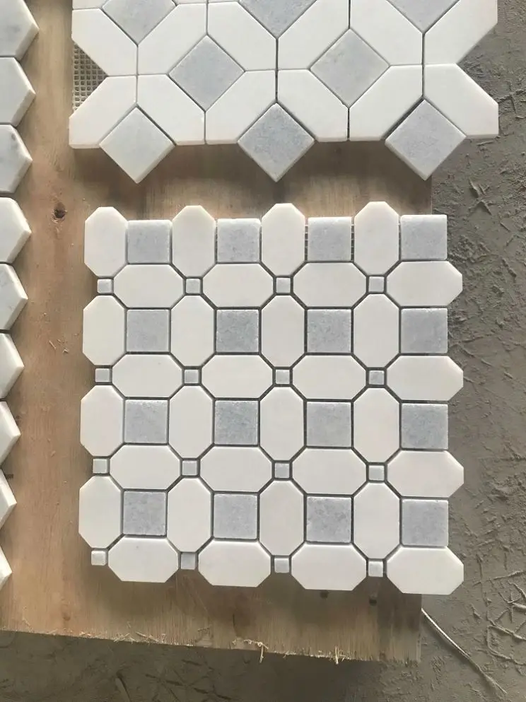 heart shape blue stone slate mosaic bathroom floor with cultural stone