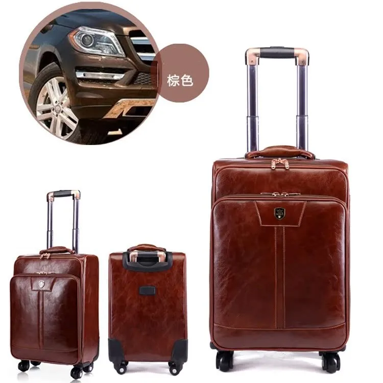 High Quality Custom PU Leather Luggage Business Suitcase PU Trolley Carry-on Case
