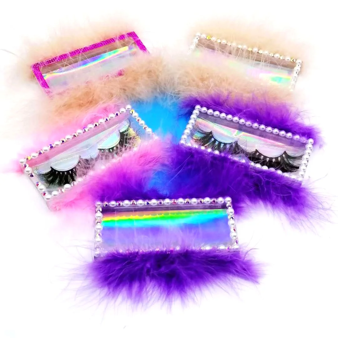 pearl  lash box package for human hair eyelashes own logo private label stones feather light remy brazilian lower case