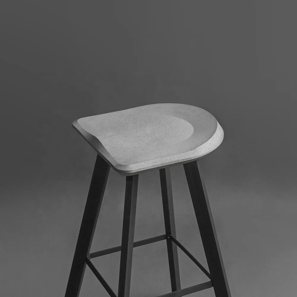 BENTU A modern industrial style chair high metal leg concrete bar stool for commercial home bar kitchen island