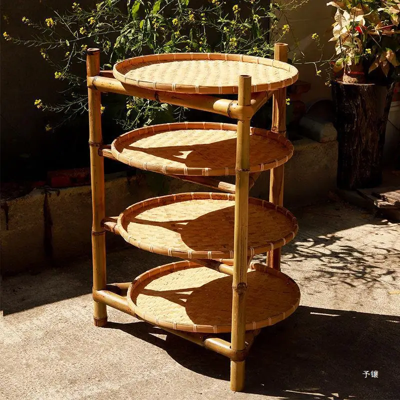 Bamboo Storage Basket Food Tray Drying Bamboo Household Container Bamboo Sieve Weave Fruit Basket