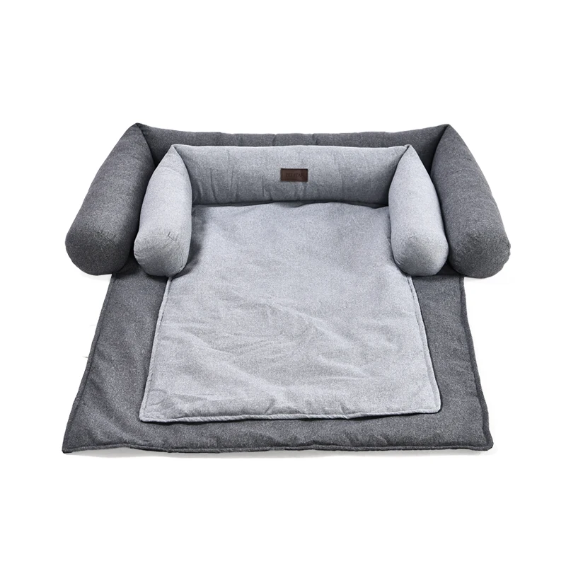 Sofa Style Sherpa and Chenille Removable Waterproof Cover Couch Dog Bed Pet Blanket