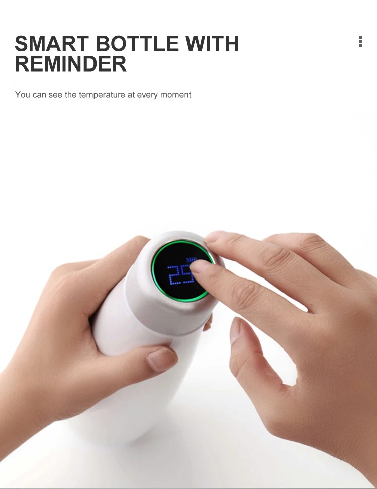 Luxury Black Design Drinking Water Alarm To Remind Temperature Display Stainless Steal Water Bottles