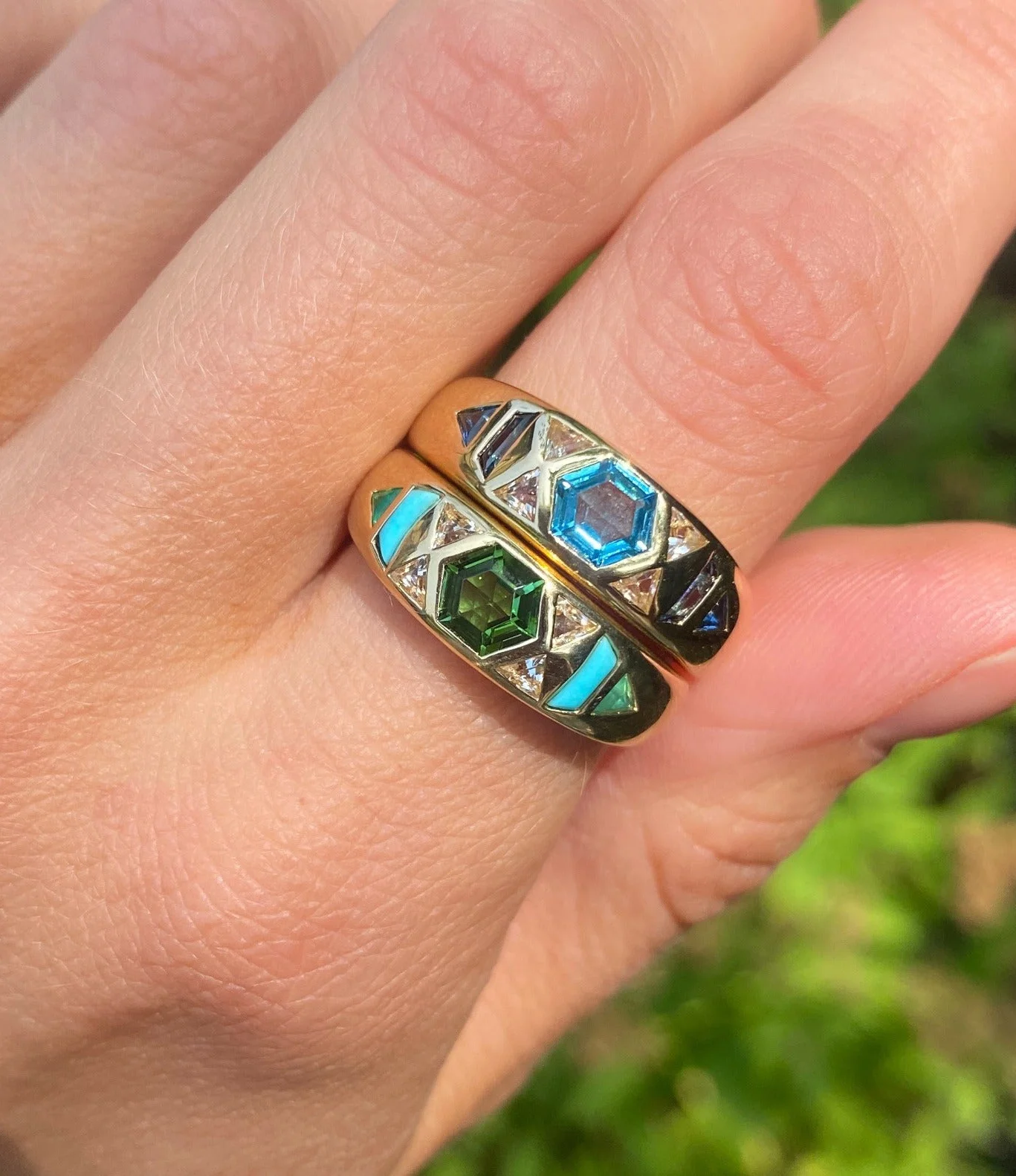 Milskye daily jewelry couple set 925 sterling silver trendy 2024 18k gold plated goddess gemstone gypsy rings