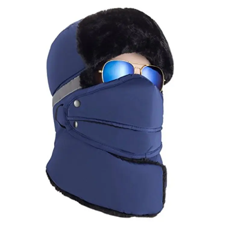 Winter Windproof Warm Skiing Trapper Hat Beanie for Men and Women Sport Ski Earflap Hat 100% Wool Unisex Printed COMMON Adults