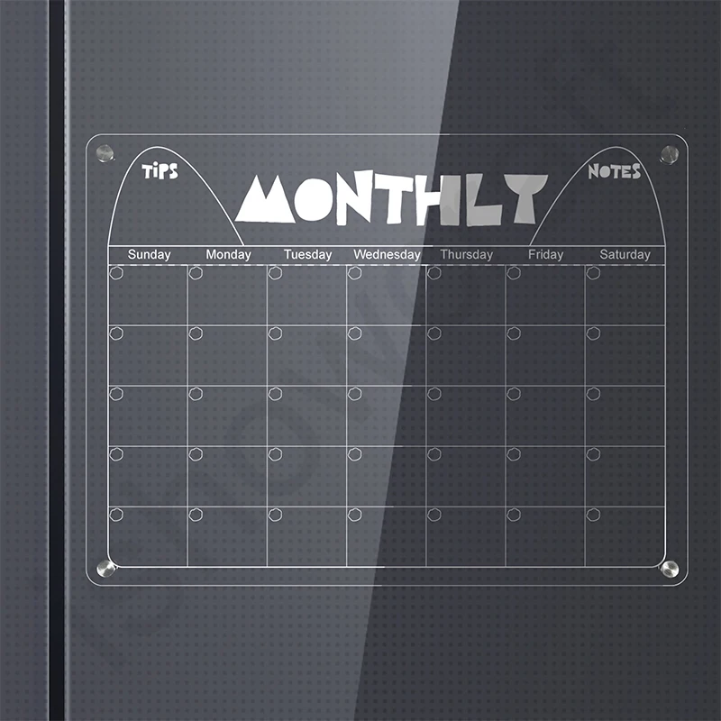 Acrylic Magnetic Dry Erase Calendar Board for Fridge,Monthly Clear Calendar for Refrigerator, Acrylic WhiteBoard