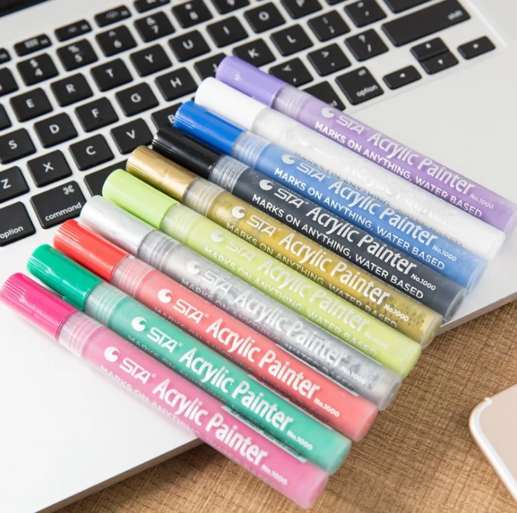 12 / 24 Colors/Set STA Acrylic Marker Pen For Glass Ceramic Art Painting Pen