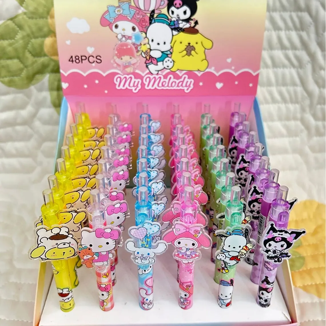 Sanrioss Gel Pens Kawaii KT Melody Pochacco 27/54pcs Students Stationery Pens 0.5 Black School Write Office Signature Pen