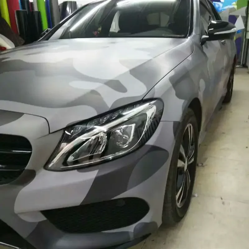 Black Camouflage Vinyl Wrap Camo Film For Car Wrapping Bubble Free