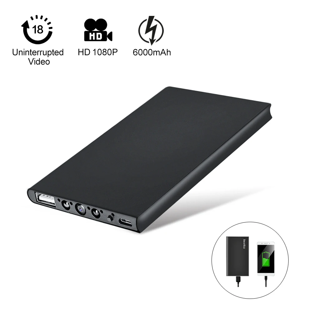 6000mAH  Power Bank Spy Camera 1080P Battery Powered Video Recorder Portable Hidden camera