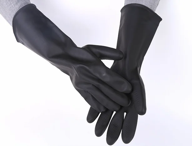 Black Rubber heavy duty dirty work hand latex Industrial gloves