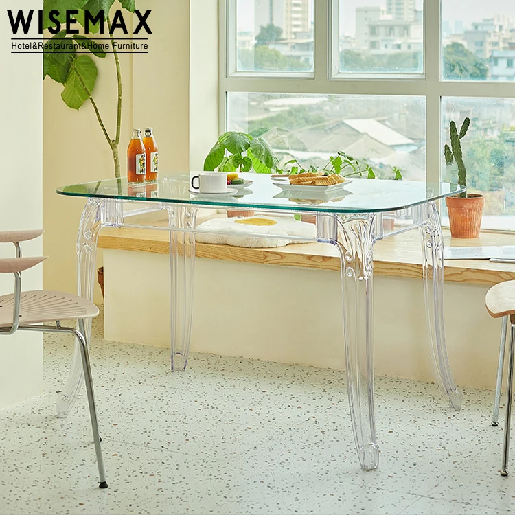 Фабрика мебели WISEMAX новый дизайн Свадебный Банкетный стеклянный обеденный стол круглые и квадратные Прозрачные Акриловые Журнальные
