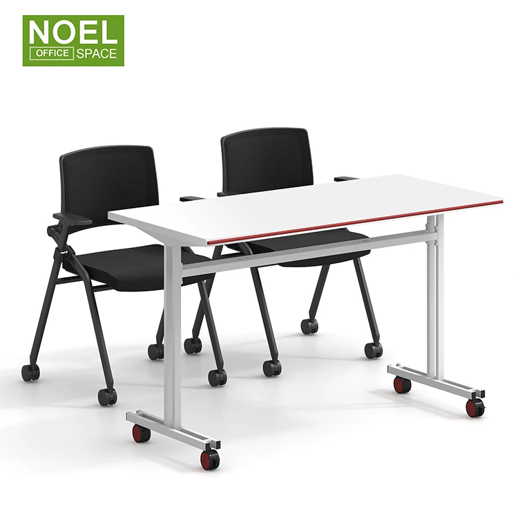 The tabletop is 2.0mm edge banding steel white electrostatic powder coating Folding table